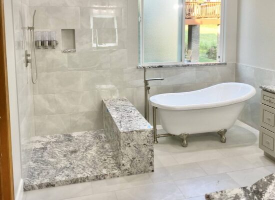 Stone shower pan