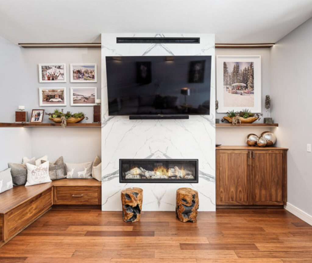 stone fireplace mantle floor to ceiling