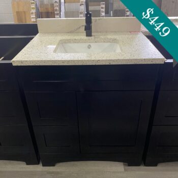 Espresso vanity with granite top